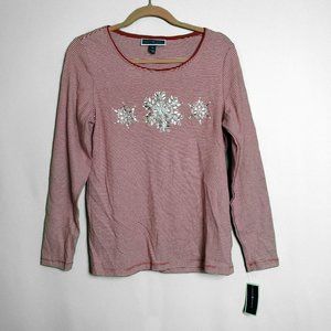 Long Sleeve T-Shirt Women's Striped Karen Scott